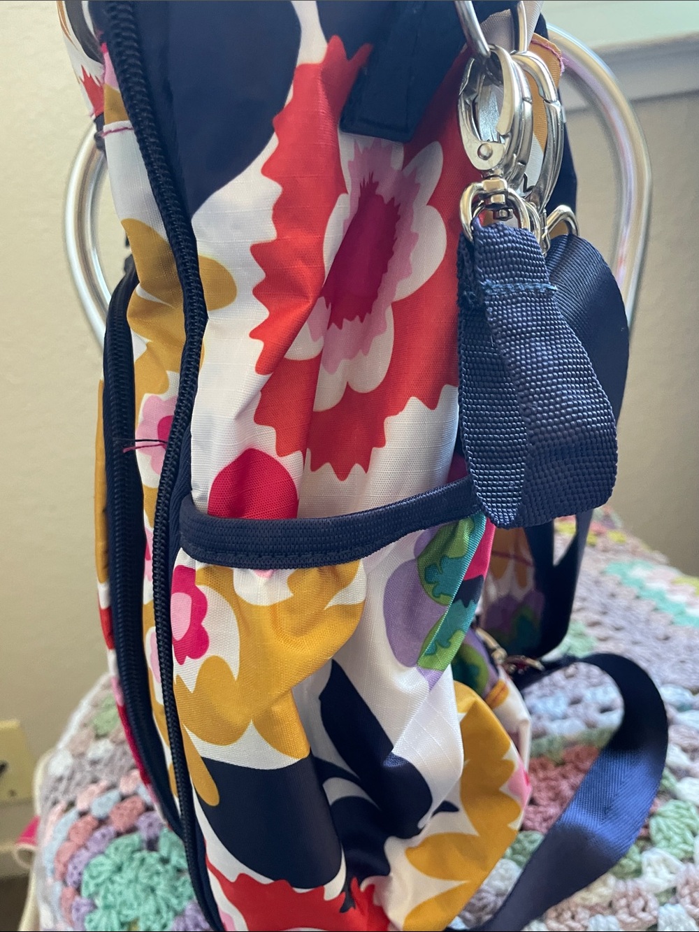 Floral Multicolor Crossbody diaper Bag/backpack/travel bag - Picture 9 of 15